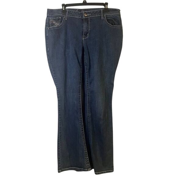 Lane Bryant Medium Blue 18 Regular Bootcut Women's Jeans Embroidered Pockets - Picture 1 of 8